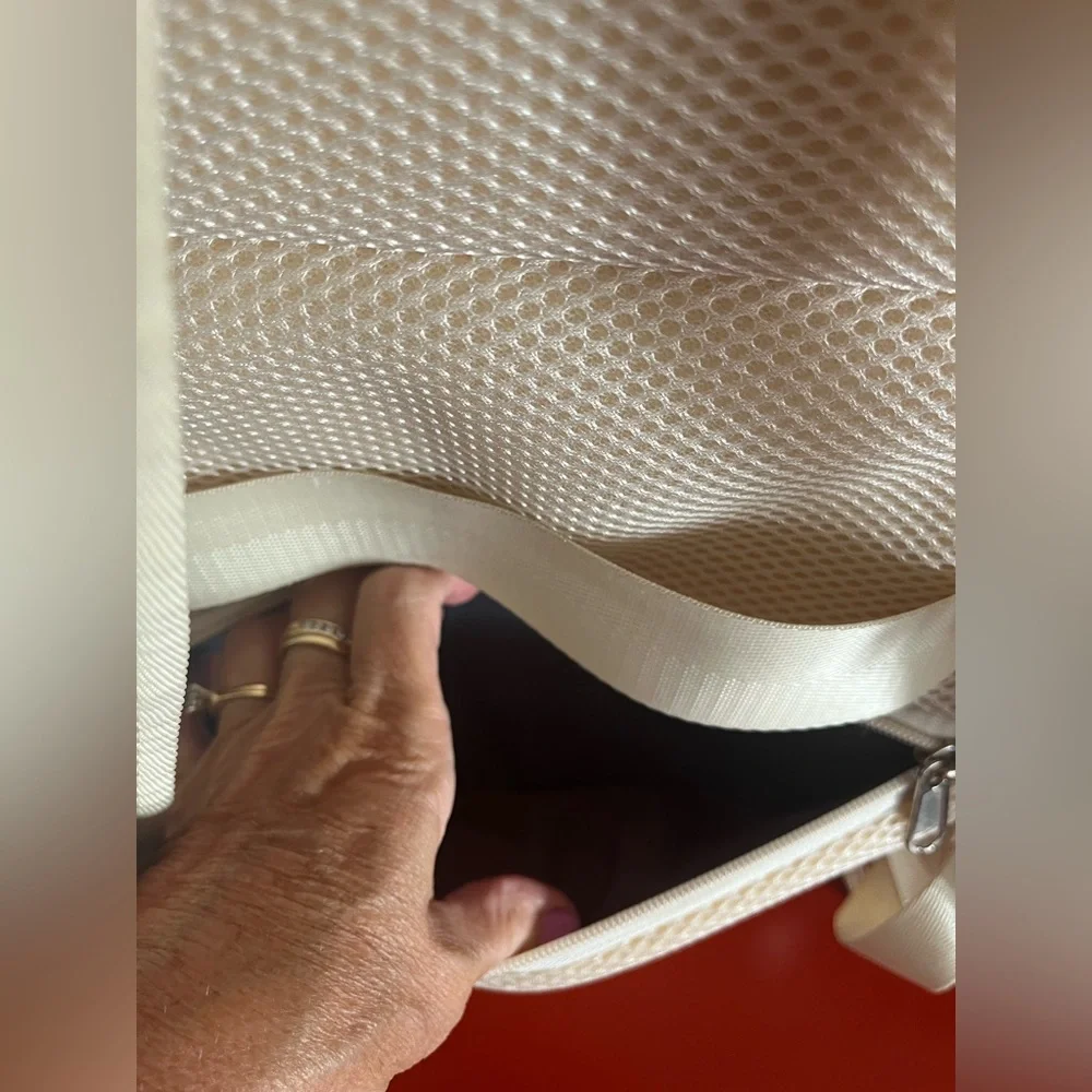 Elegant offwhite Travel carry on Backpack.So many compartments, zippers allwork🌸
